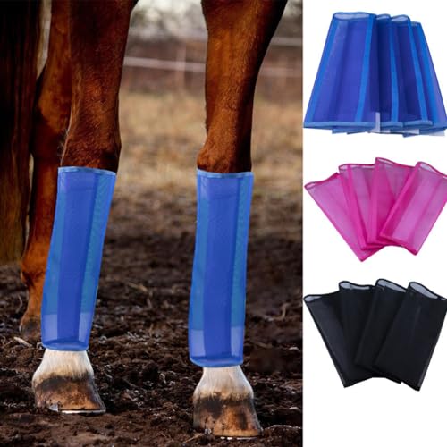 Image of Set of 4 Loose-Fitting Horse Fly Leggins Breathable Tear-Resistant Mesh Leg Guards Stay-on Horse Leg Wraps for Horse Green 4pcs