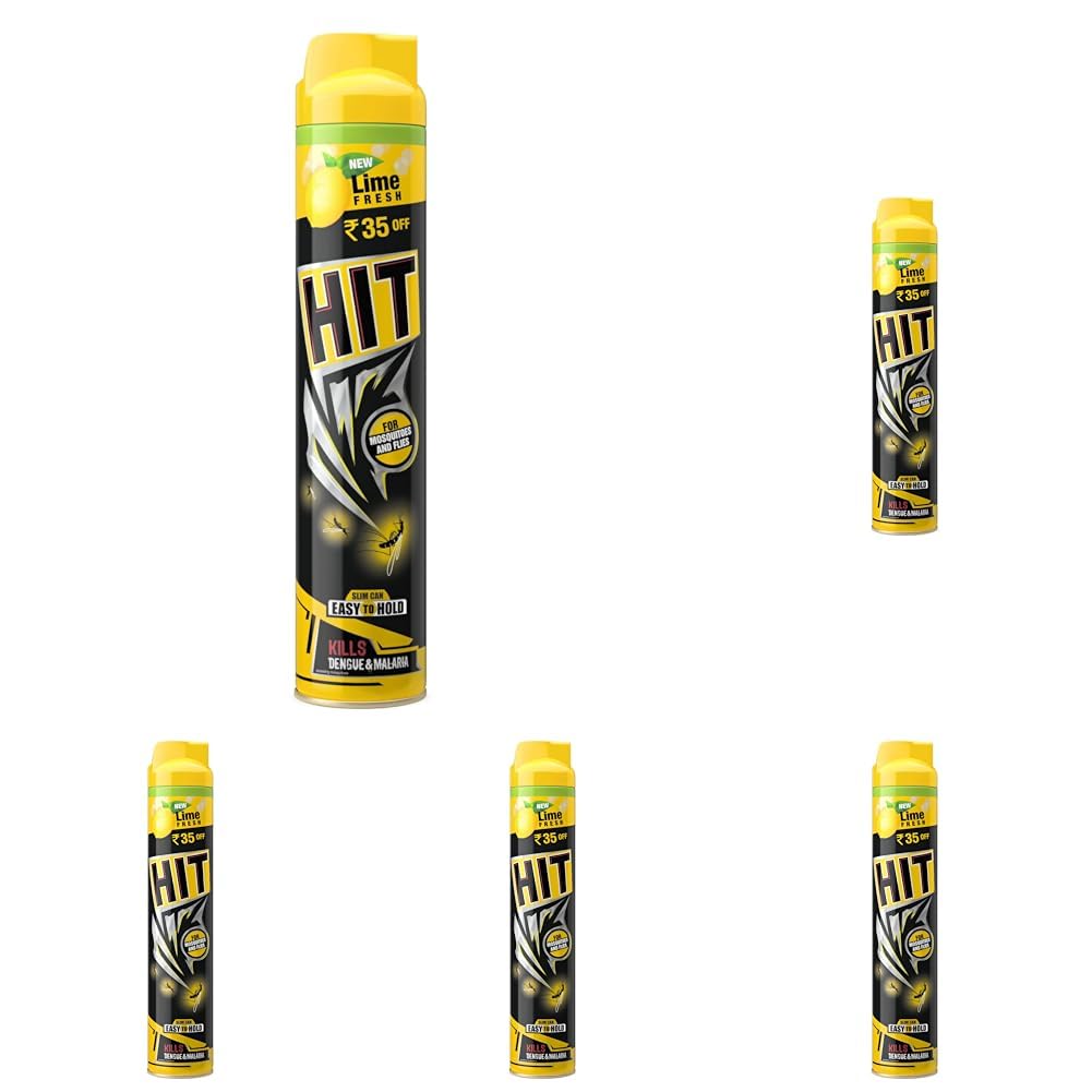 HIT Flying Insect Killer - Mosquito & Fly Killer Spray (400ml) | Lime Fragrance | Instant Kill | Protection from Dengue & Malaria | Pack of 5