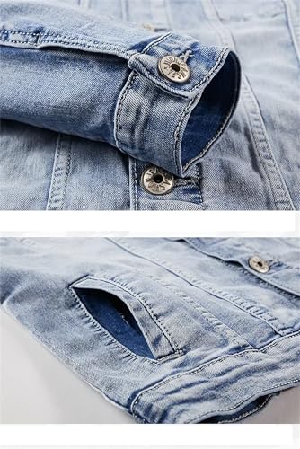 Men's Denim Two Piece Set Slim Micro-Stretch Two-Piece Jacket Jeans Suit4