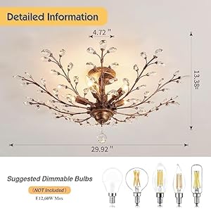 CVKASH 5 - Light Vintage Crystal Chandelier Modern Bronze Branche Ceiling Light Fixture Farmhouse for Kitchen Dining Room Living Room Bedroom Hallway Foyer CVKASH 5 Light Vintage Crystal Chandelier Modern Bronze Branche Ceiling Light Fixture Farmhouse for Kitchen Dining Room Living Room Bedroom Hallway Foyer