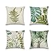 Housse Coussin 40x40 cm,Lot de 4 Housse de Coussin en Feuilles Vertes de Sauge, Lin Décoratif D'extérieur Housses d'oreiller,Carrées Moderne Decoratif Taies d'oreiller pour Canapé Lit Chaise Salon