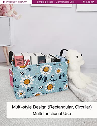 Image of Rectangular Storage Basket Fabric Organizer Bin for Toys,Books,Clothes,Gifts,Pets-Perfect for Home,Office,Nursery,Dorm,Shelf(Rec Sunflower)