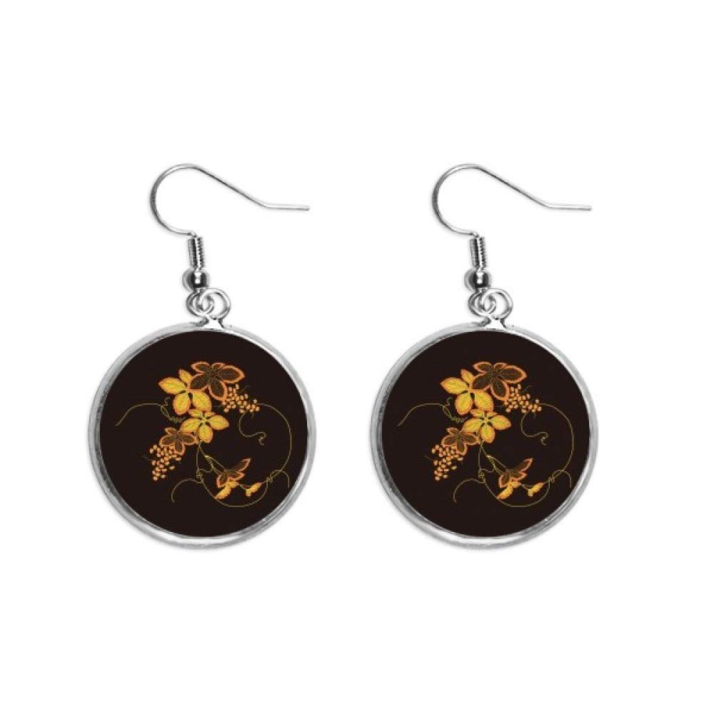 DIYthinker Pendientes colgantes de plata con forma de flor japonesa, color marrón