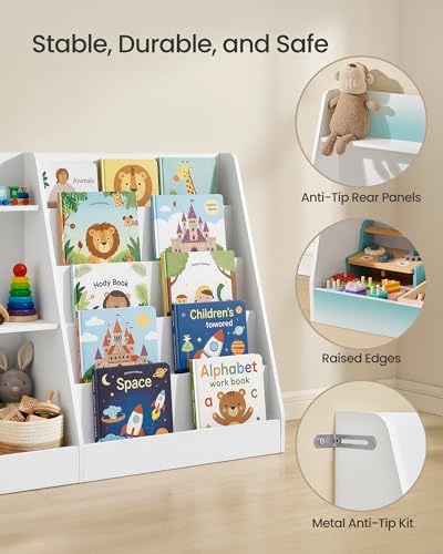 Image of SONGMICS CUSTOS Collection - Book and Toy Storage Organizer, 5-Tier Montessori Kids Bookshelf and Toy Storage Shelf, for Children's Room, 11.8 x 40.8 x 31.5 Inches, Cloud White UGKR077WZ01