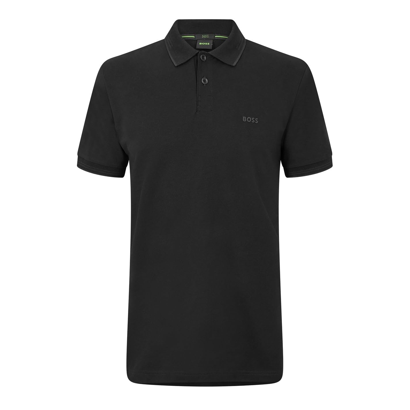 BOSS Mens HBG Paul Polo Contrast Striped Trim Shirt Short Black M