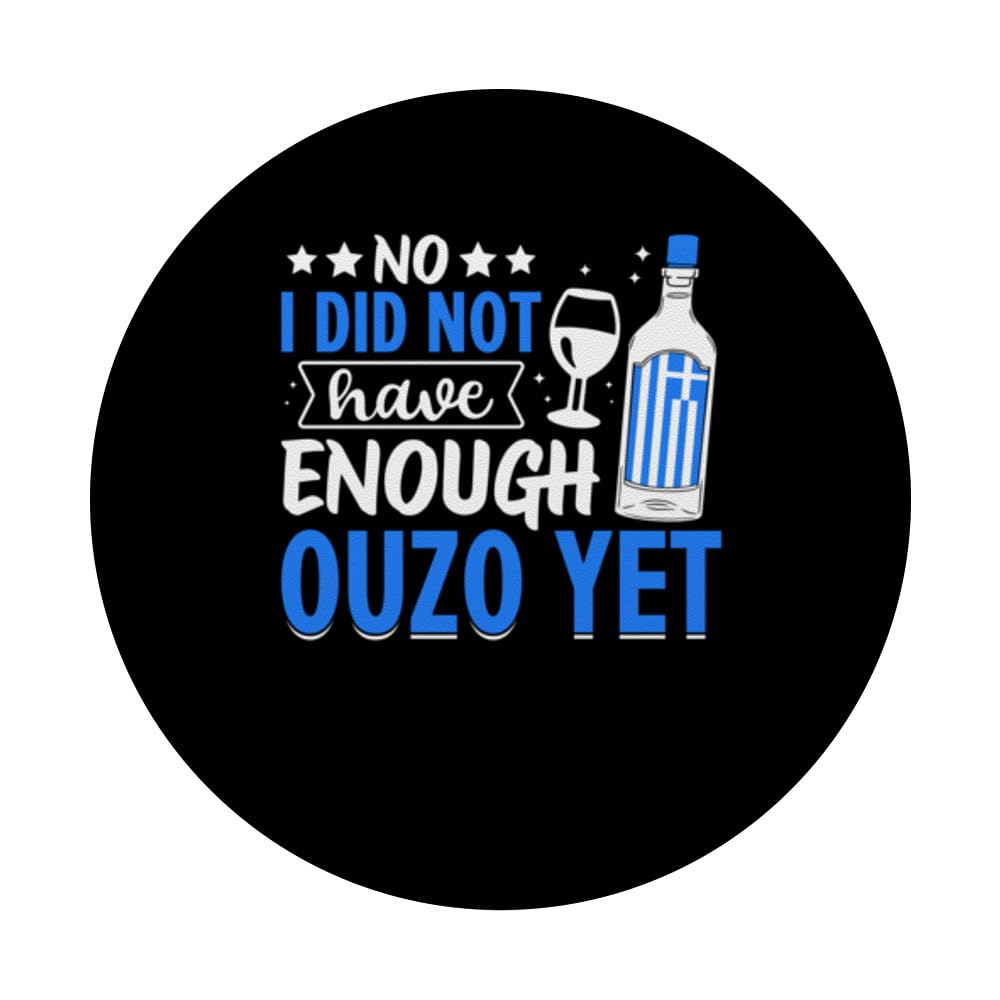 Greek Ouzo Liquor Ouzo Drinking Essentials Ouzo Lover PopSockets Swappable PopGrip, Black - Image 3