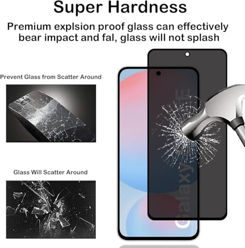 Image of ZARALAPrivacy Screen Protector for Samsung Galaxy S24 FE 5G [1 Pack],Anti-Spy Tempered Glass Film,9H Hardness,Anti Scratch,Anti Fingerprint,Bubble-Free,Anti-Spy Screen Protector