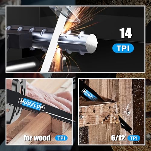 Image of 35 Pack Reciprocating Saw Blades Set, High Carbon Saw Blades,Metal and Woodcutting Saw Blades with Organizer Case (35, 5 TPI /6 TPI /6-12TPI /14 TPI)