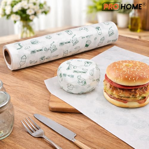 Image of PROHOME 50 Meter Food Wrapping Paper for Roti | Reusable Butter Paper Roll for Kitchen, Baking, Cooking, Packing & Serving | Non-Stick Foil Paper for Food Wrap