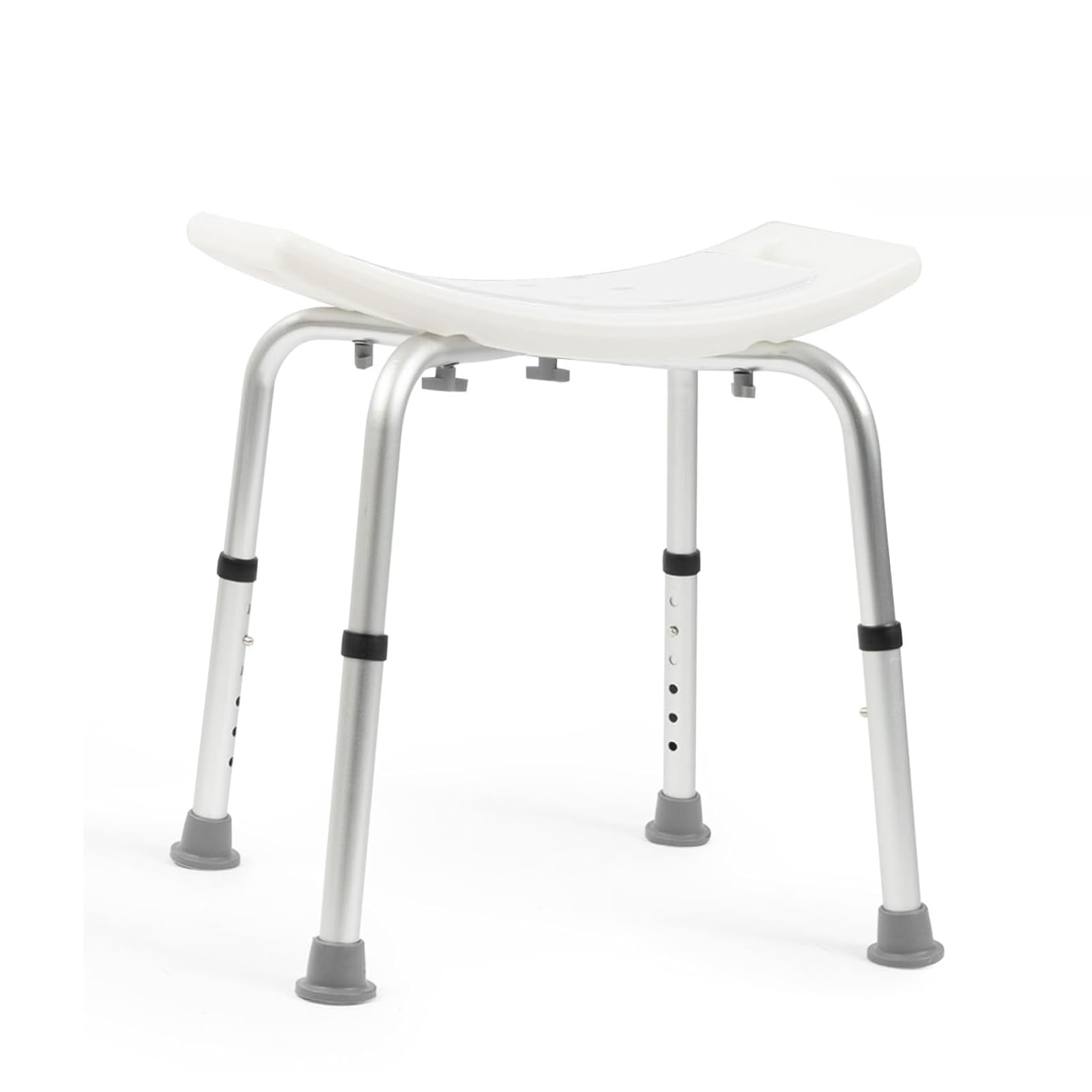Floordirekt Noah Plus taboret prysznicowy z regulacją wysokości 37,5-49,5 cm, obciążenie do 136 kg, taboret łazienkowy dla seniorów, antypoślizgowe gumowe nóżki