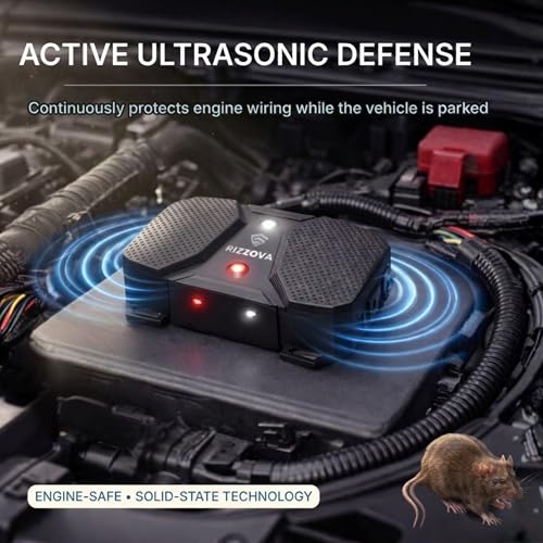 Image of Ultrasonic Rat Repellent Machine for Car Engine, Home & Warehouse - Dual LED Strobe | Protects Wiring & Interiors |AA Battery /USB Powered, Water & Fire Resistant Rat Device | Pet Friendly.