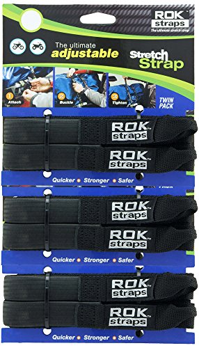 ROK Straps ROK-10314-3PR Black 12"- 42" Adjustable Stretch Strap, 3 Pair