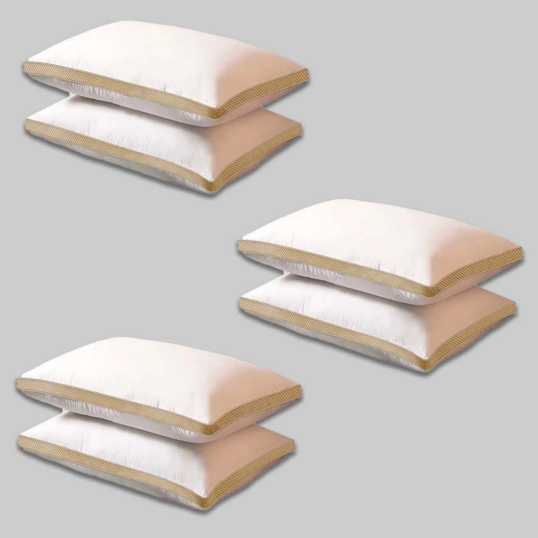 Homerz Set of 6 Gusset Pillow, 3D Conjugated Fiber Filled, Adequate Firmness and Support, 17 X 27 Inch Size, Conjugated Microfiber, White (Goldstar- Pack of 6)