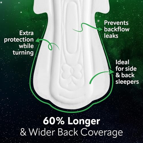 Image of Evereve Ultra-Thin Nights Sanitary Pads for Women, XXL+ 360mm, 22 Pads, 60% Longer & Wider Back, Soft & Breathable, Rash-Free Comfort, 2X Faster Absorption, Dry Feel Protection, Heavy Flow Night Use