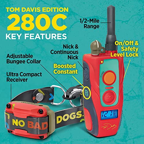 Image of Dogtra E-Collar Tom Davis 280C Boost & Lock, Waterproof, 1 /2-Mile Range Dog Training Collar with Remote, Rechargeable, 127 Levels, Vibration, Bungee, No Bad Dogs Trainer for Small, Medium, Large Dogs