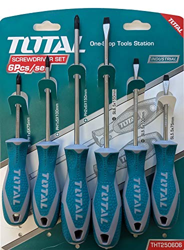 Total Tools 6-piece Magnetic Screwdriver Set Commercial Grade Phillips & Slotted Comfort Grip Screw Drivers