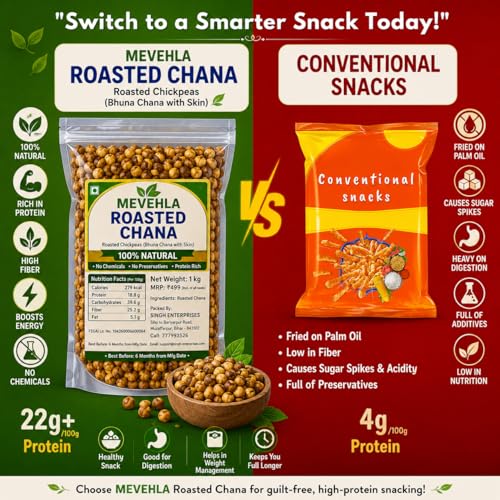 Image of Roasted Chana, Bhuna Chana with Skin, 100% Natural, Protein Rich, No Preservatives, 1 kg