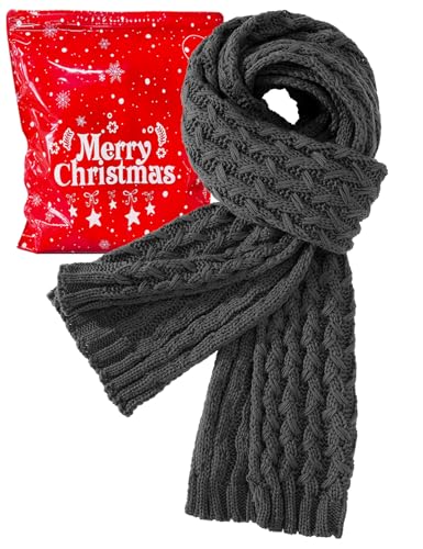heekpek Schal Damen Winter Lang Strickschal Frauen Pashminas Gestrickter Scarf, Grau
