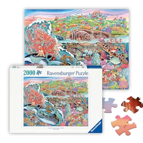 Rompecabezas Ravensburger Thalassic Tale de 2000 piezas: Escena submarina fantástica con ballenas, sirenas y criaturas míticas del mar, encolable, calidad premium