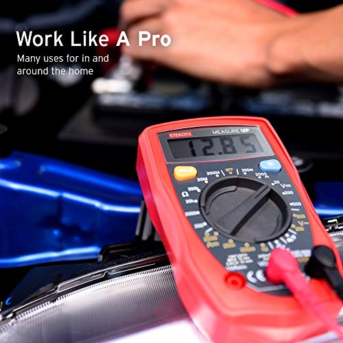 Image of Etekcity Digital Multimeter, AC DC Voltmeter Amp Volt Ohm Current Meter, Electrical Voltage Outlet Circuit Tester With Continuity Resistance Diode Test ,Two Build-In Ceramic Fuses, Red, MSR-R500