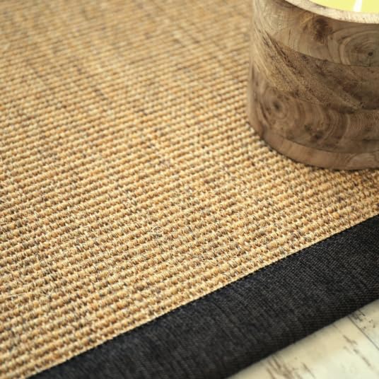 Tapis sisal Yucatan chaume - Ganse chenille brun chiné - 80 x 150 cm