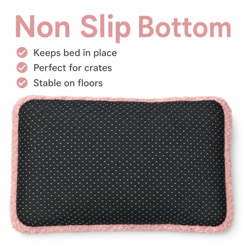 Image of Dog Crate Pad for Crate /Floor /Car for Extra Small Dogs Washable | Small Dogs Crate Pad with Non Slip Bottom,Soft Dog Crate Pad for Toy Poodle Yorkshire Chihuahua,18 inchx12 inch Pink