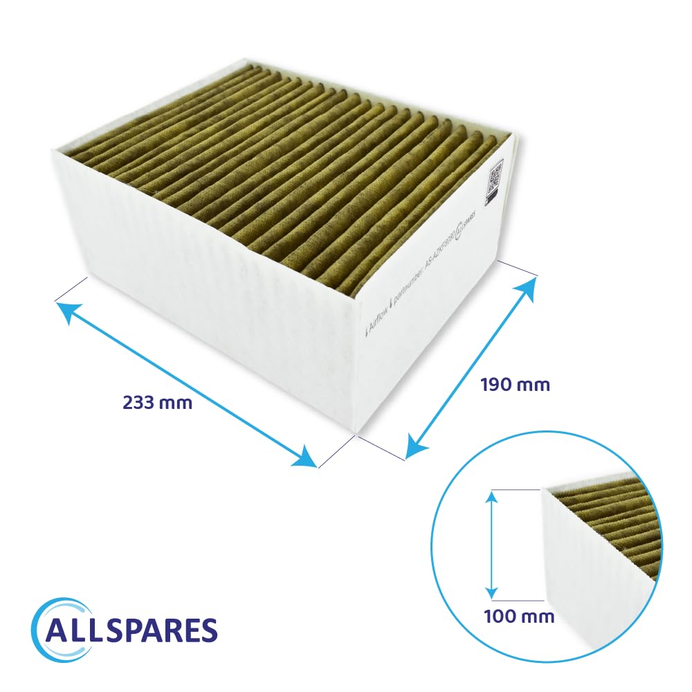 AllSpares CleanAir filtro de repuesto para campanas extractoras Bosch 11033934/11017314/DZZ1XX1B6, Siemens LZ31XXB16, Neff Z53XXB1X6, Gaggenau AH200110 (233 x 190 x 100 mm)
