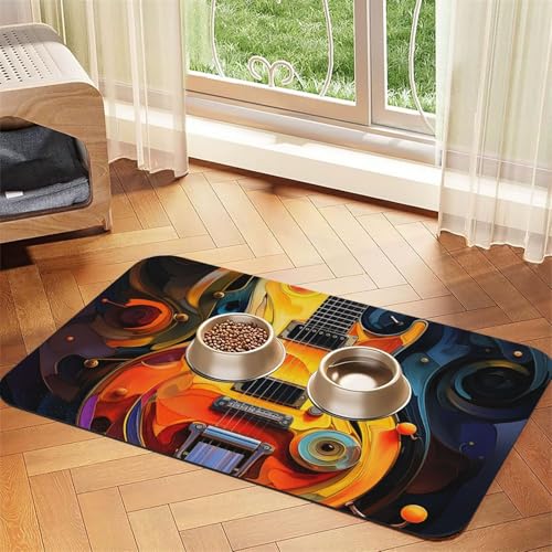 Tapis d'alimentation chien et chat absorbant gris pour gamelle d'eau