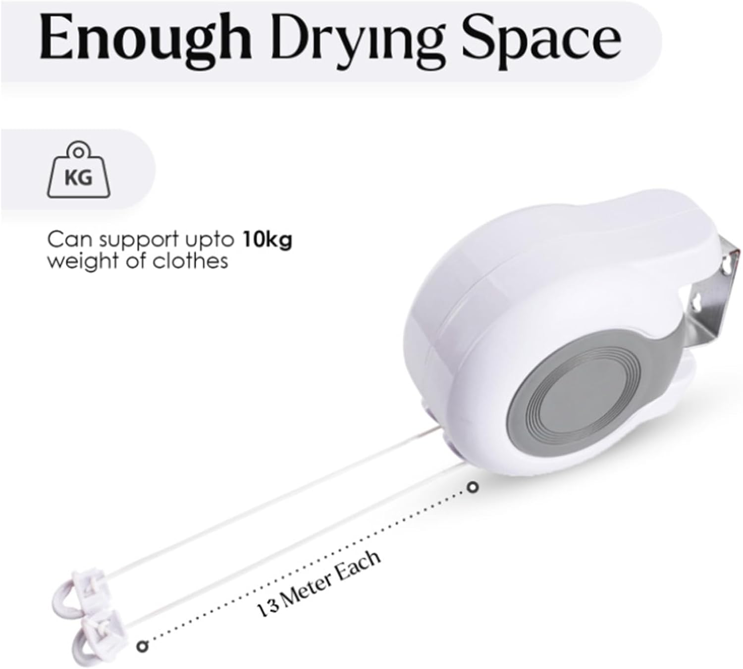 Retractable Clothesline with Double Line Windproof Laundry Hanger Rack Easy Install Clothes Drying Rope for Home Use Retractable Clothesline