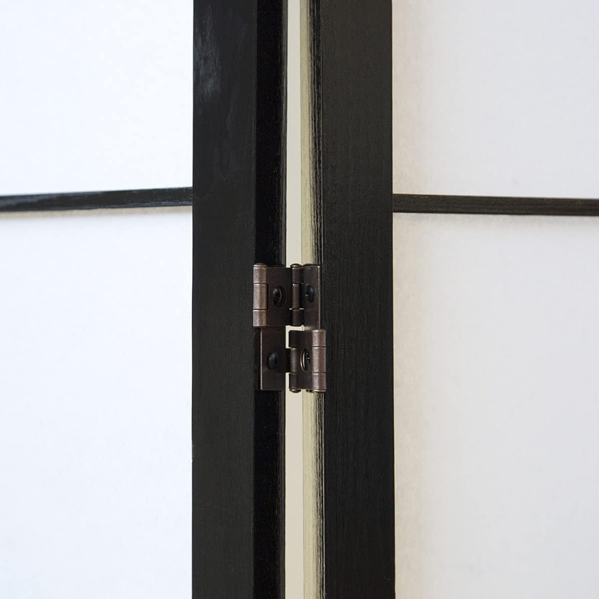 PEGANE Paravent Japonais en Bois Noir Dessin Bambou de 4 pans