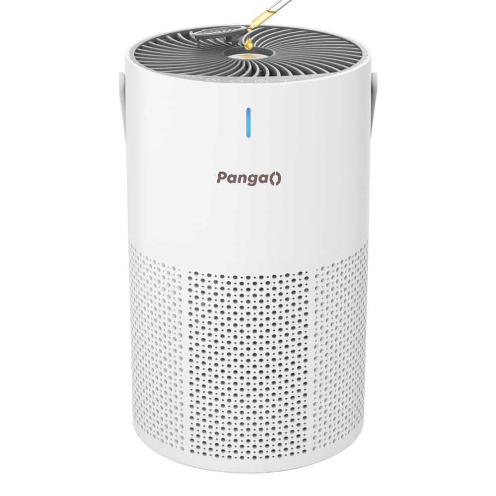 pangaO Core Mini Air Purifier For Coverage Area 183 Sq Ft, H13 Truehepa Filter, Remove 99.97% Dust, Smoke, & Pollen, With Fragrance Sponge, Type C USB Cable, Portable Air Purifier for Home & Car