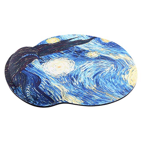 Mouse Pads For Computers Ergonomic Memory Foam Nonslip Van Gogh Wrist Support-Lightweight Rest Mousepad For Office,Gaming,Computer, Laptop & Mac,Pain Relief,At Home Or Work (Starry Night) #TOP4