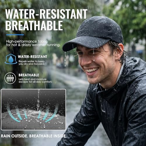 Image of Mens Waterproof Baseball Cap Womens Rain Hat Quick Dry Running Hat with Sweatband Outdoor Golf Breathable Sports Cap