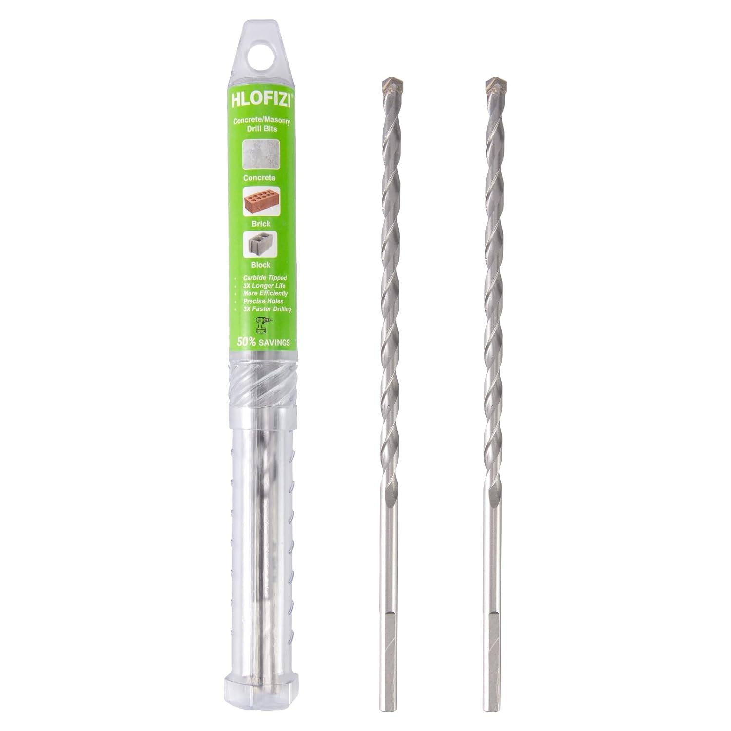1/2" x 8" Masonry Drill Bits (6 Pack) Concrete Hammer Drill Bits Carbide Tipped, for Cement, Brick, Stone, 3-Flat Shank