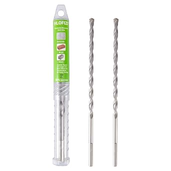 1/4" x 8" Masonry Drill Bits 2 Pack Concrete Hammer Drill Bits Carbide Tipped, for Cement, Brick, Stone, 3-Flat Shank