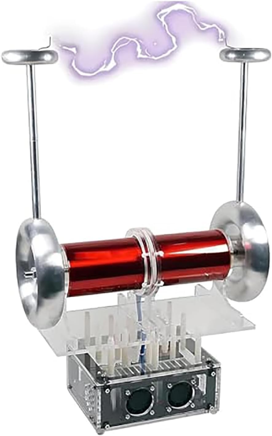 Muzyczna Cewka Tesli Biurkowa - Dwubiegunowa SSTC z Łukiem 30cm i Wejściem Audio 3.5mm. Edukacyjna Zabawka Naukowo-Demonstracyjna do Eksperymentów i Efektownych Pokazów Audiowizualnych,220v