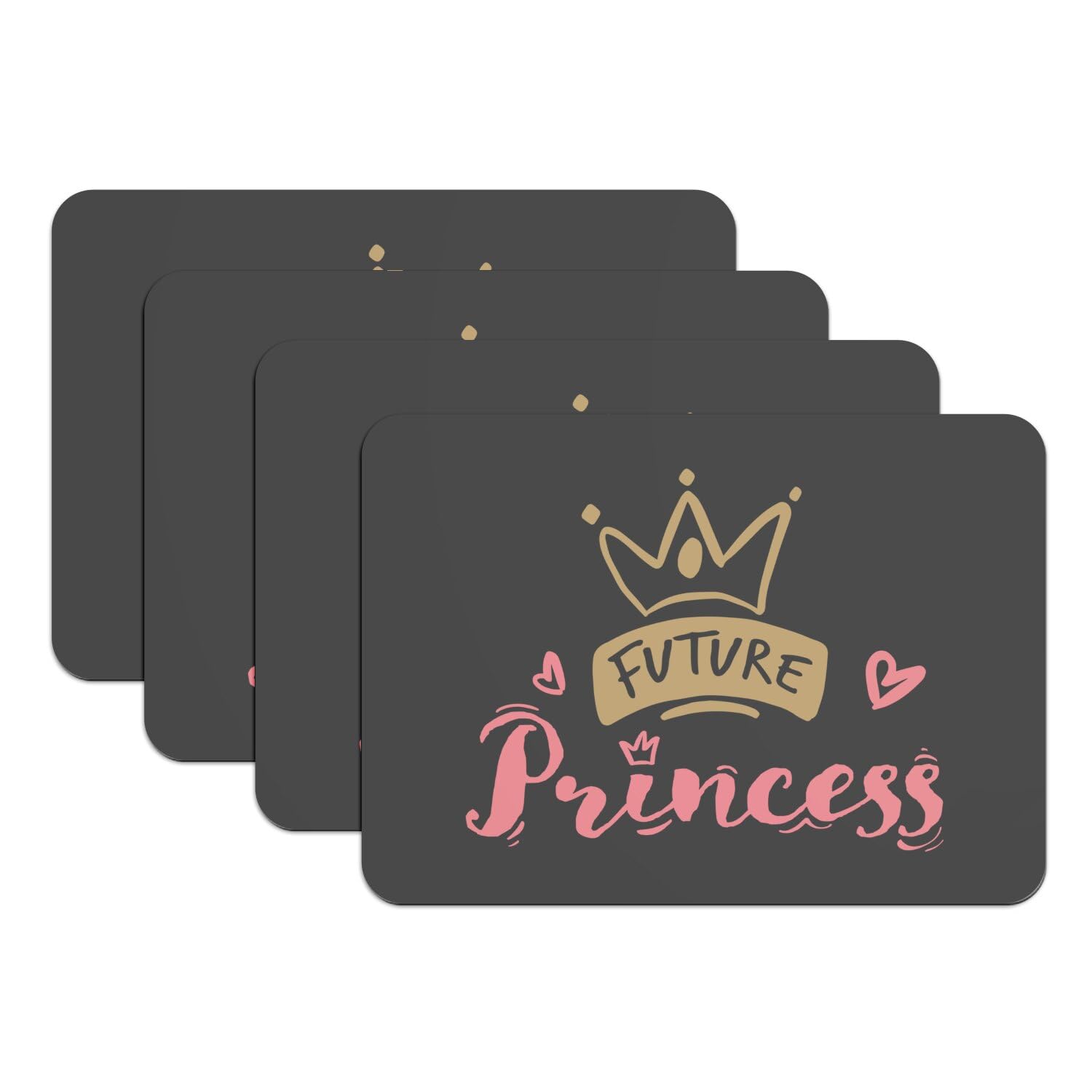 Sets de table en caoutchouc noir grand format pour repas enfant thème conte de princesse