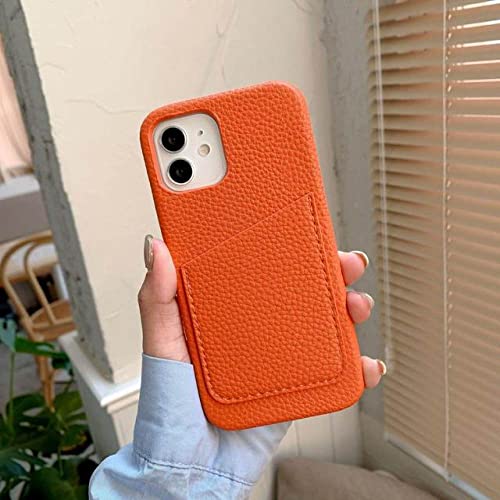 Coque de téléphone motif en cuir de luxe étui portefeuille jaune iPhone 12