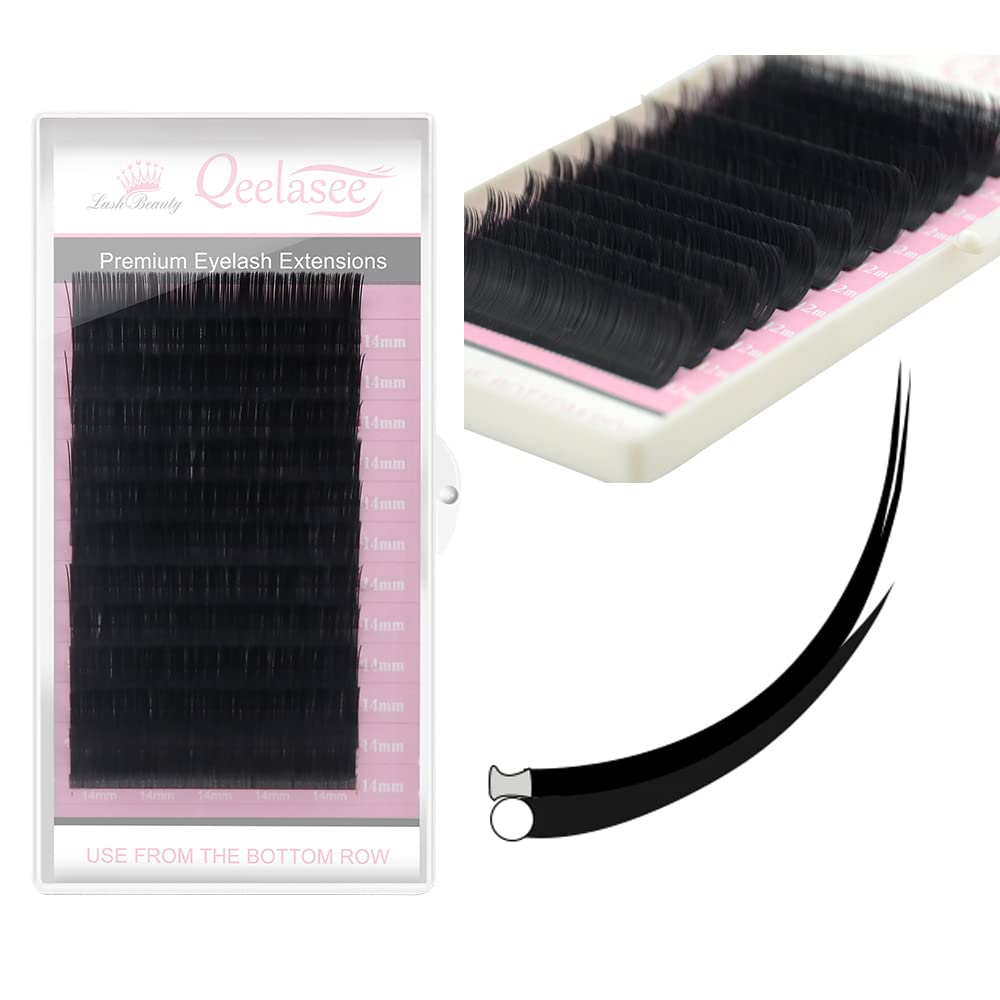 Matte Mink Flat Eyelash Extension 0.25 D Curl 10mm Ellipse Eyelashes False Mink Individual Eyelash Extension Professional Salon Used by Qeelasee