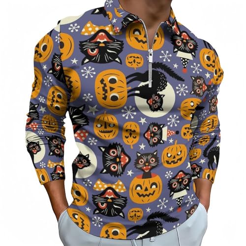 Polo à manches longues pour homme au style unique d'Halloween et d'automne