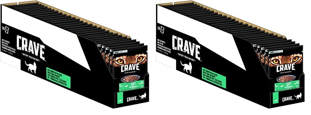 CRAVE Katze Portionsbeutel Sauce mit Thunfisch 28 x 85g (Packung mit 2)