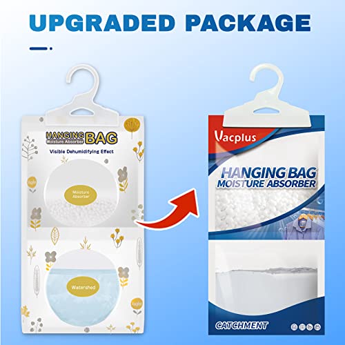 Image of Vacplus Moisture Absorber, 20 Pack Hanging Bags, Fragrance Free | Strong Absorption, Closet, Enclosed Spaces, Bathroom, Odor Eliminator, Dehumidifier Bags, 9.8 OZ