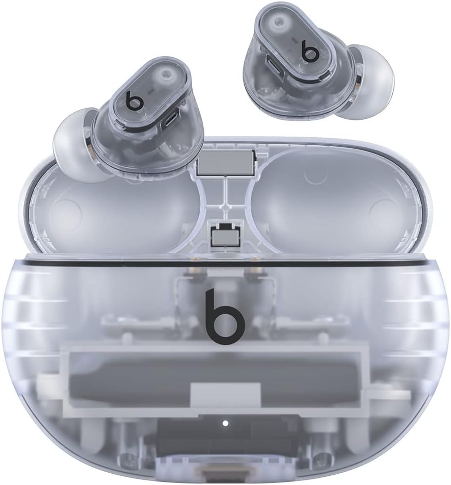 Studio Buds + | True Wireless Noise Cancelling Earbuds, Enhanced Apple & Android Compatibility, Built-in Microphone, Sweat Resistant Bluetooth Headphones, Spatial Audio - Transparent