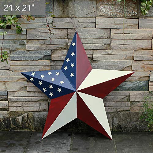 Patriotic Barn Star Metal Wall Decor Indoor Outdoor Wall Hanging Primitive Decor Star Ornament 4Th Of July Decoration #TOP1