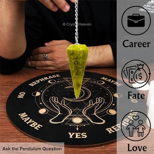 Image of Green Opal Pendulum Dowsing Tool - Natural Crystal Pendulum for Spiritual Guidance - Premium Dowser Pendulum for Accurate Divination and Energy Healing - Perfect for Energy Healing and Chakra Balancing - Handcrafted with Precision and Elegance