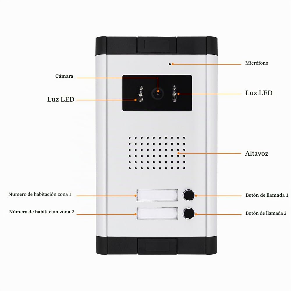 Dos Vías de Audio de la Puerta de Vídeo Portero con Pantalla de 7 pulgadas para el Sistema de Seguridad para el Hogar