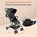 Jovial Lightweight Baby Stroller, Folding Travel Stroller with Reclining Seat, Canopy, 5-Point Safety Harness, Storage Basket, Smooth Wheels, Compact Portable Design (39.8