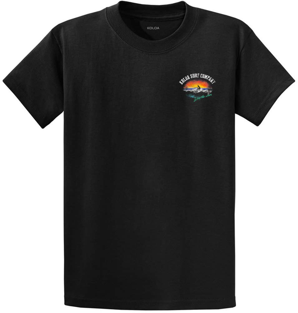 Koloa Surf Company - Mens Surfer at Sunset Logo Heavy Cotton T-Shirt-Tall-XLT-Black