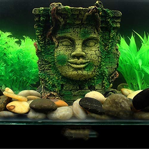 Sztuczna żywica starożytny egipski faraon sfinks ruiny styl rzymski słup twarz statuetka akwarium dekoracje akwarium akwarium ozdoba trwała (kolor: 5,6 cm x 4,7 cm, rozmiar: M)