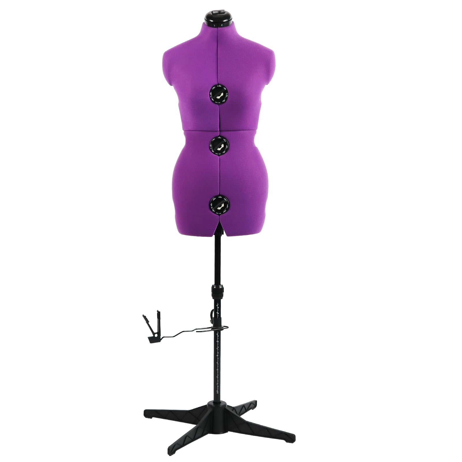 Adjustable Purple Female Mannequin (Sizes 6-14) with 13 Dials and 75" Height Range